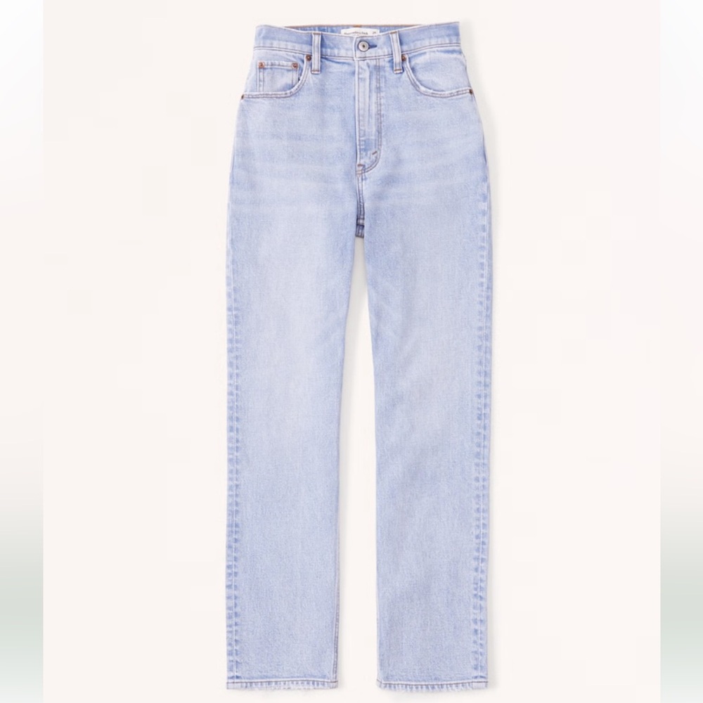 Abercrombie and Fitch Ultra High Rise Straight Leg Ankle Jeans, Light Wash, 29L